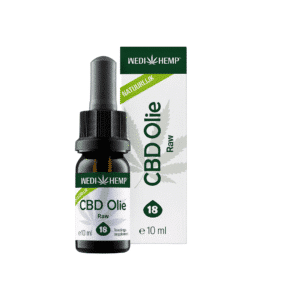 Flesje Wedihemp - Raw 18% CBD Olie - Natuurlijke Smaak 10ml met verpakking.